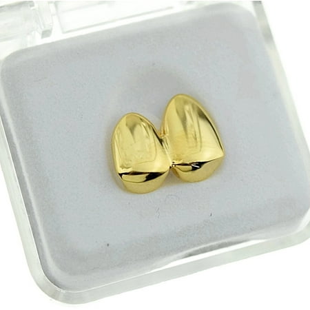 14k Gold Plated Double Two Tooth Grillz Right Side 2-Tooth Duece Caps Slugs Hip Hop