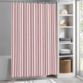 thumbnail image 3 of Red Stripes Fabric Shower Curtain Red Beige Vertical Striped Washable Shower Curtains for Bathroom, Waterproof Bath Curtain with Hooks Home Decor 72x72in, 3 of 8