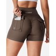 thumbnail image 3 of Pantalones cortos de entrenamiento YEOREO Scrunch con bolsillos para mujer Coffee XL, 3 of 6
