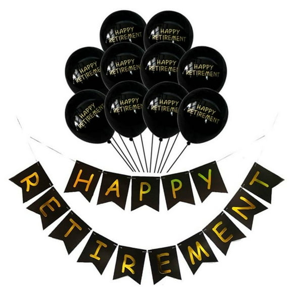 COSMOBETTY Retirement Vertical Banner 1Set Black Paper Bunting Glitter Letter Printing Flag Retirees