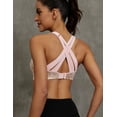 thumbnail image 3 of Wingslove Women's High Impact Racerback Bra Wireless Full Coverage Push Up Sports Bra Cross Back Adjustable Exercise BraGold Pink 40B, 3 of 6
