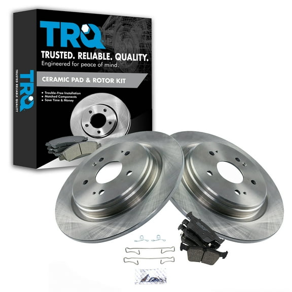 TRQ Rear Brake Pad & Rotor Kit Brake Pads Brake Rotor Ceramic Fits Select 2019-2021 Acura RDX