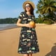 thumbnail image 4 of Fotbe Vegetable Quiche Vestido Largo de Moda para Mujer, Vestido Tipo Camiseta con Manga Corta y Estilo Casual a Rayas y Bloques de Color, 4 of 6
