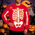 thumbnail image 2 of Afdoent Sweatshirts for Men Halloween Skeleton Print Sweatshirt Casual Cozy Long Sleeve Pullover Comfortable Fashion Streetwear, 2 of 4