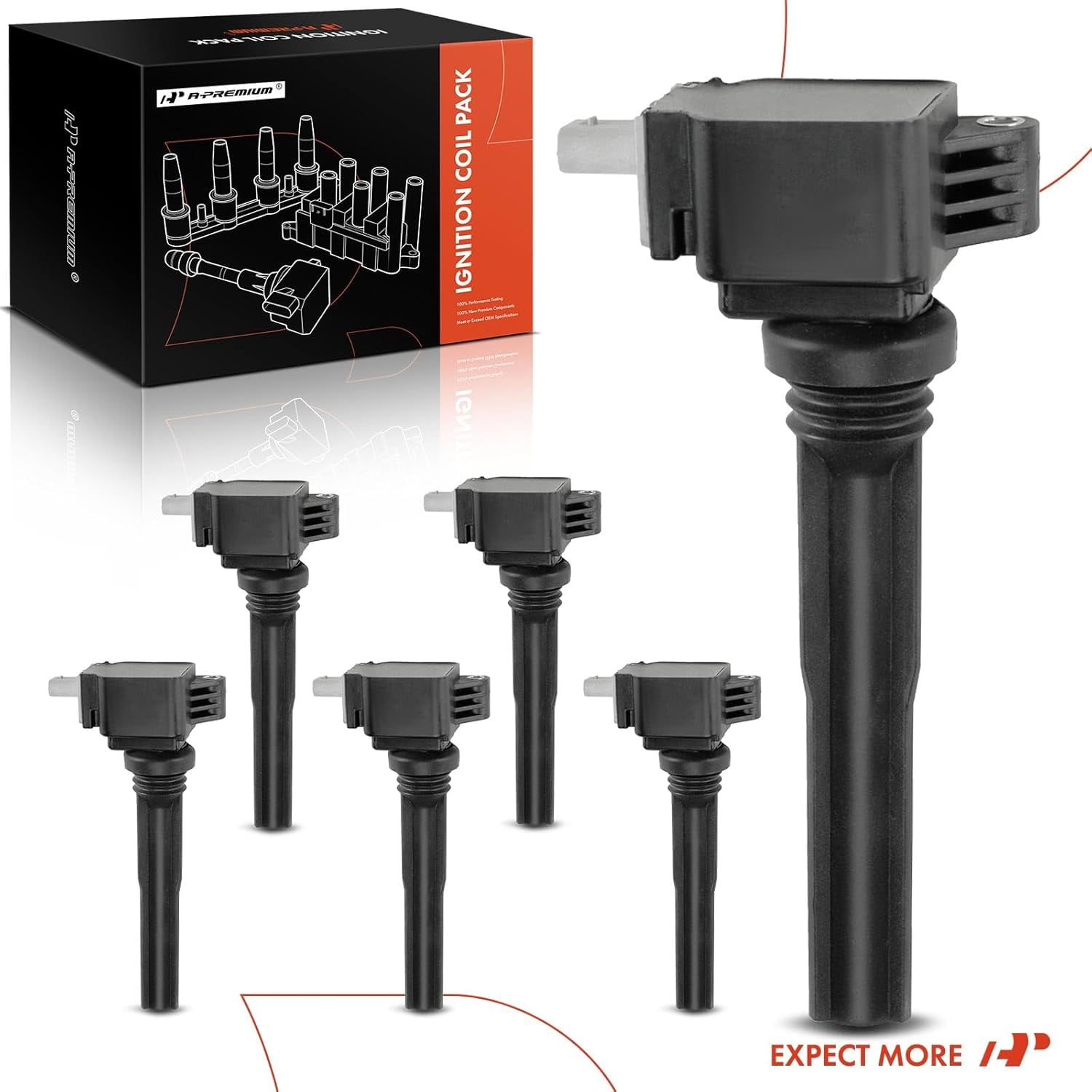 A-Premium Ignition Coil Pack Compatible with Ford Expedition 2018-2019 F-150 GT 2017-2019 Lincoln Navigator 2018-2019 V6 3.5L 6-PC