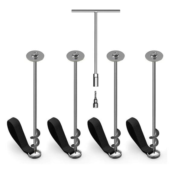 Trampoline Anchor Kit PRO, Heavy-Duty Metal Ground Anchors Set, Easy-to-Install Stakes for Outdoor Trampoline Anchoring