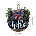 thumbnail image 2 of 4th of July Welcome Sign for Front Door Decoration,11.8 Inches Round Wood Wreaths Hanging Welcome Sign for Independence Day,Patriotic Wreath Hangers with Green Plants and Bow for Memorial Day, 2 of 6