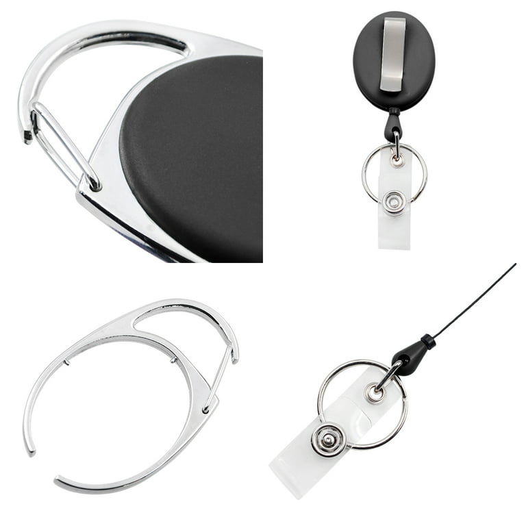 MUKA 50 Pack Retractable Badge Reel with Key Ring and Heavy Duty Horizontal  Id Card Holders