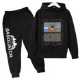 thumbnail image 3 of Conjunto de sudadera con capucha y pantalones de polar para niños, conjunto de 2 piezas, chándal, estampado de cabeza grande de Sasquatch furtivo, 3 of 5