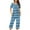 Blue, variant on Kaemgyyd Women Pajama Set Soft Comfy Short Sleeve Sleepwear Tops with Loose Capri Pants Casual Stripe 2 Piece of Pajama Sets