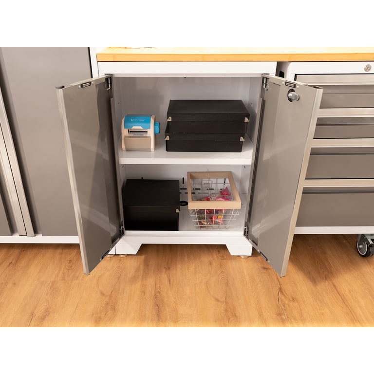NewAge Bold Series Grey 10-Piece Garage Cabinet Set – Lockers, Rolling Tool Cabinets, Wall Cabinets, Bamboo Worktop & Backsplash