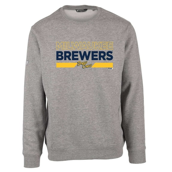 Men's Levelwear Heather Gray Milwaukee Brewers City Connect Zane No Hitter Pullover Sweatshirt