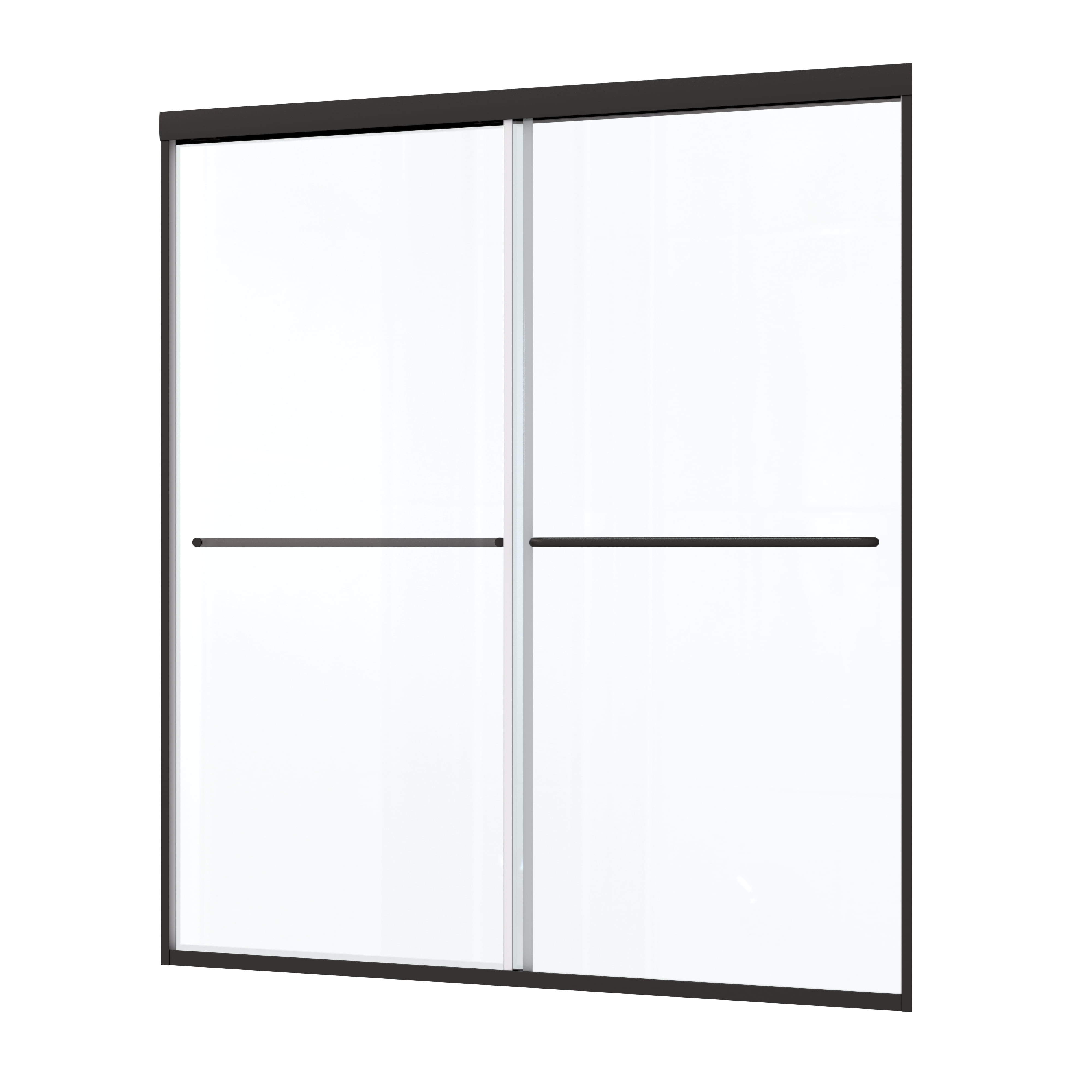 MAYEERTY 50-54"W x 70"H Double Sliding Shower Bypass Door, Tempered Glass & Stainless Steel Handle, Matte Black