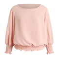 thumbnail image 4 of COMVALUE Banded Bottom Tops for Women Smocked Tops Elastic Cinched Waist Top Dressy Blouse 3/4 Length Sleeve Casual Outfits Red for Size XXL, 4 of 9