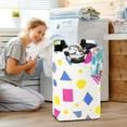 thumbnail image 5 of Yayeee Freestanding Laundry Hamper with Handle Collapsible Large Storage Basket for Clothes, Yellow Retro Round, 5 of 7
