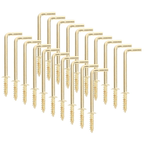 OULII 20Pcs Metal L Shaped Screw Hooks for Hanging Picture Frames with Iron Material
