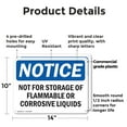 thumbnail image 2 of (2 Pack) Not For Storage Of Flammable Or Corrosive Liquids OSHA Notice Sign 14 Inch X 10 Inch Plastic Sign, Weather Resistant, UV Protected for Workplace, Business, and Construction, 2 of 8