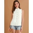 thumbnail image 2 of INSPIRE CHIC Junior's Single Breasted Point Collar Sleeveless Shirt, 2 of 6