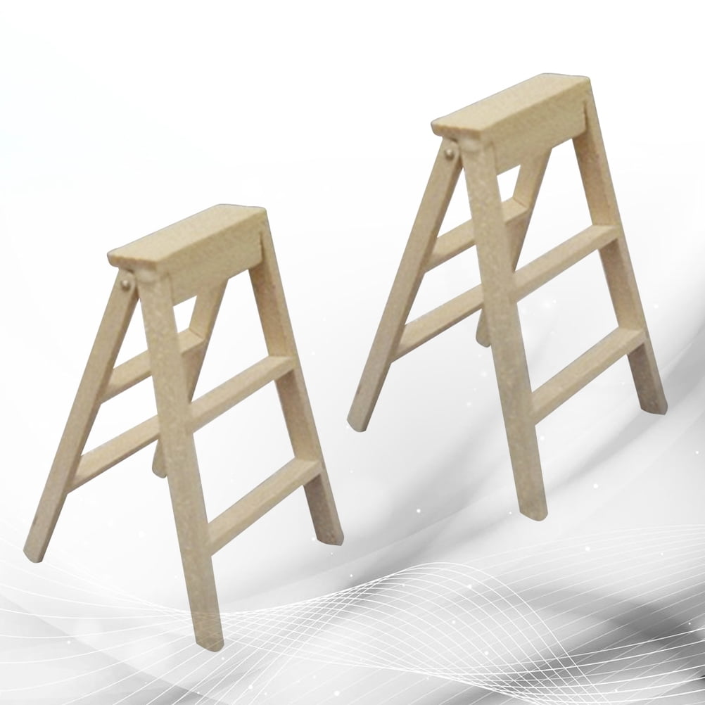 OULII Creative Mini Foldable Ladder for Kids Playing with Beige Color and Plastic Material 2 Pieces