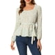 thumbnail image 1 of INSPIRAR CHIC Blusa de Peplum de Manga Larga Floral con Cuello Cuadrado y Cinturón S Verde, 1 of 6