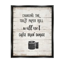 Stupell Industries Changing Toilet Paper Funny Graphic Art Jet Black Floating Framed Canvas Print Wall Art, Design by Amanda Murray