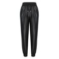 thumbnail image 6 of HAPIMO Leather Sweatpants Jogger Party Streetstyle Pants for Women Elastic Waist Trousers Leisure Relaxed Workout Trendy Clothes Retro Solid Shiny Black L, 6 of 8