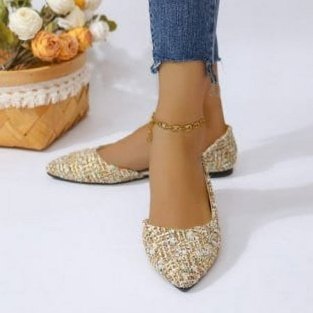 

WQJNWEQ Women s Flats Shoes Leisure Foreign Trade Large Size Slip-on Small Fragrant Wind Float Shoes Single Shoes Comfort