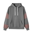 thumbnail image 6 of ITSAME Hoodie for Womens, with Pocket Striped Long Sleeve Oversized Loose Fashion Hooded Sweatshirt Gray L, 6 of 6