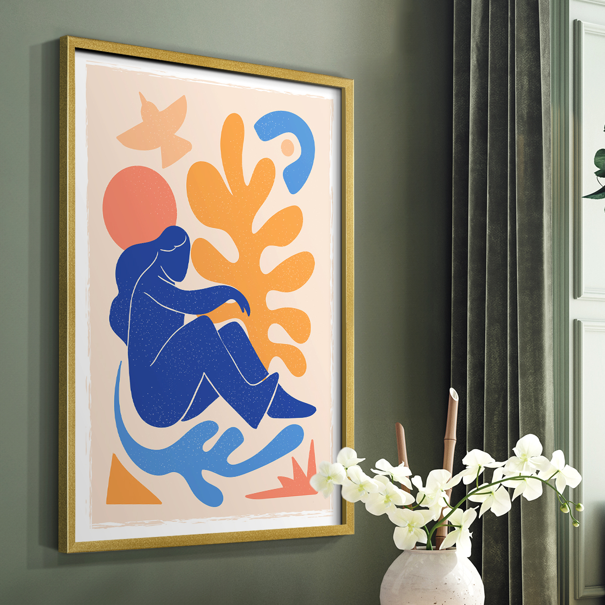 Matisse CCCLXII in Gold Solid Wood 22 x 28 Framed Print
