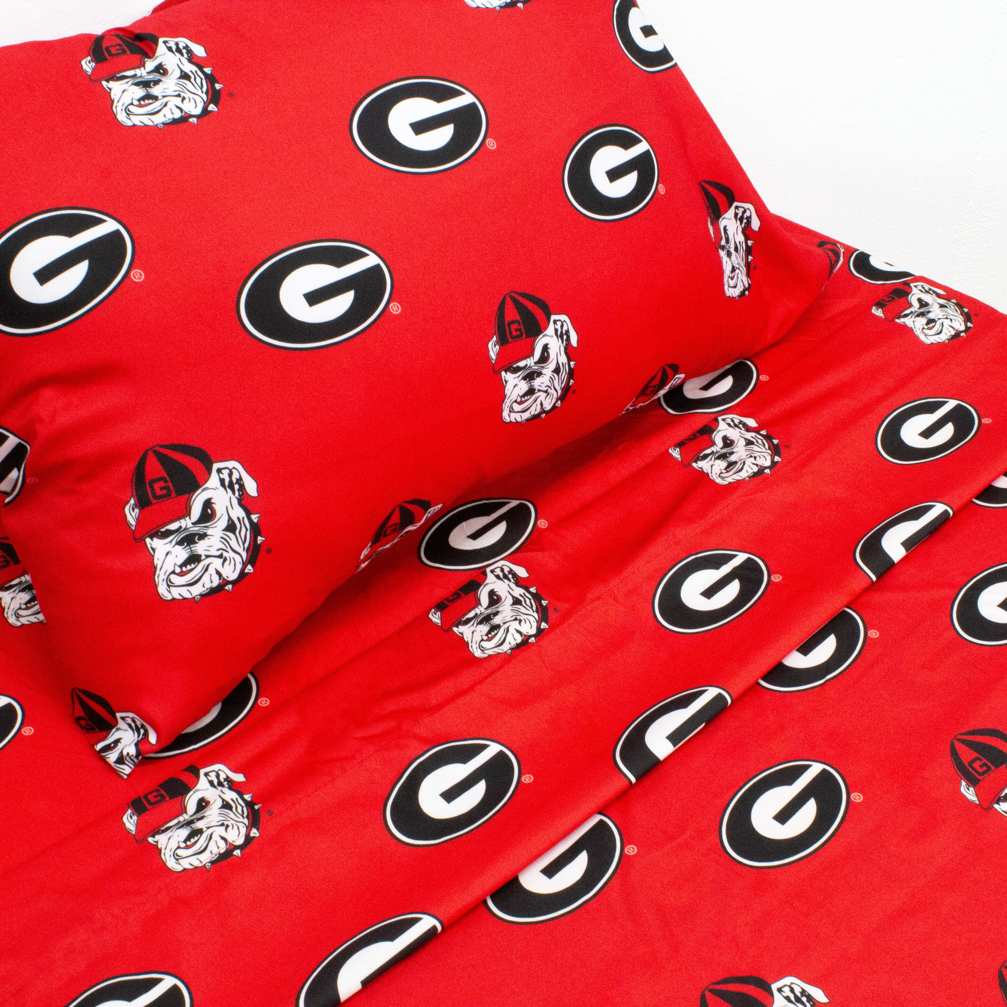 Georgia Bulldogs Bed Sheet Set Red King 299 and Below, 300 - 499