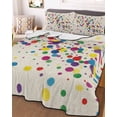 thumbnail image 3 of Quilts King Size Bedding Set, Colorful Polka Dot Lightweight Quilted Comforter, Cartoon Cute Abstract Graffiti Beige Soft Reversible Bedspread Coverlet with Pillow Covers for All Season, 96" x 106", 3 of 7