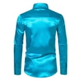 thumbnail image 3 of Mens Casual Satin Silk Button Down Dress Shirt Slim Fit Party Long Sleeve Shirts, 3 of 10