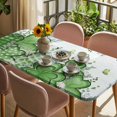 thumbnail image 3 of St. Patrick's Table Cloths for 3 Foot Rectangle Tables, Lucky Shamrock Green Eucalyptus Floral Blue Patio Waterproof Elastic Fitted Tablecloths, Washable Rectangular Table Cover for Camping, 3 of 8