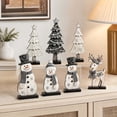 thumbnail image 5 of Novryn Christmas Wooden Tabletop Decor Set of 7, 6 x 2 Inch Snowman Reindeer Table Decor, Rustic Wooden Accent for Tabletop and Wall Display, 5 of 7