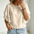 thumbnail image 4 of IUYRTFE Women's Crew Neck Batwing Sleeve Top Loose Fit Casual Summer Blouse, 4 of 5