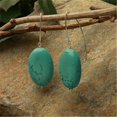 thumbnail image 1 of Betty Rocks BERSTQ12430201LD Long Drop Oval 30 x 20mm Thick Flat Oval Stabilized Turquoise Earrings, 1 of 1