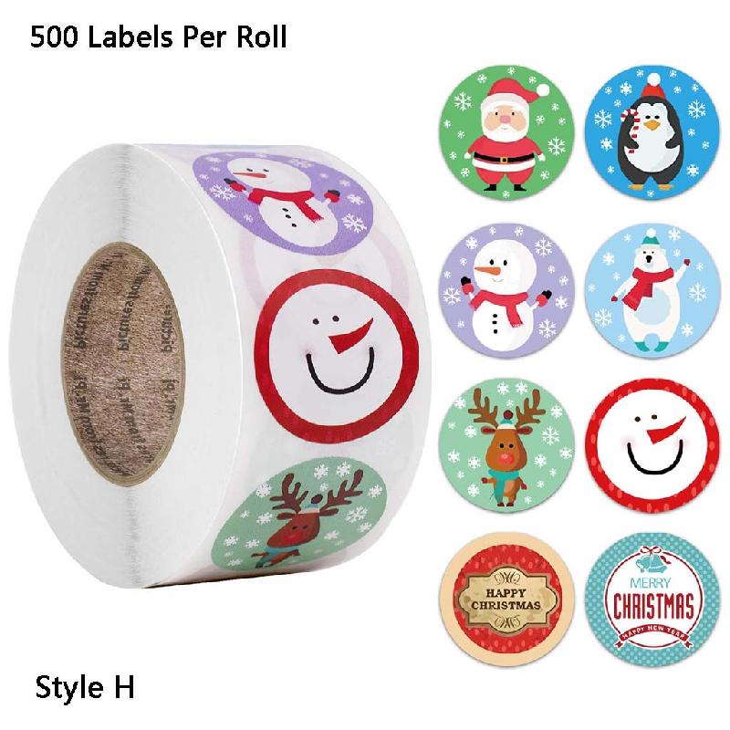 HOMEIU 500 Pieces Round SelfAdhesive Stickers Roll Merry Christmas