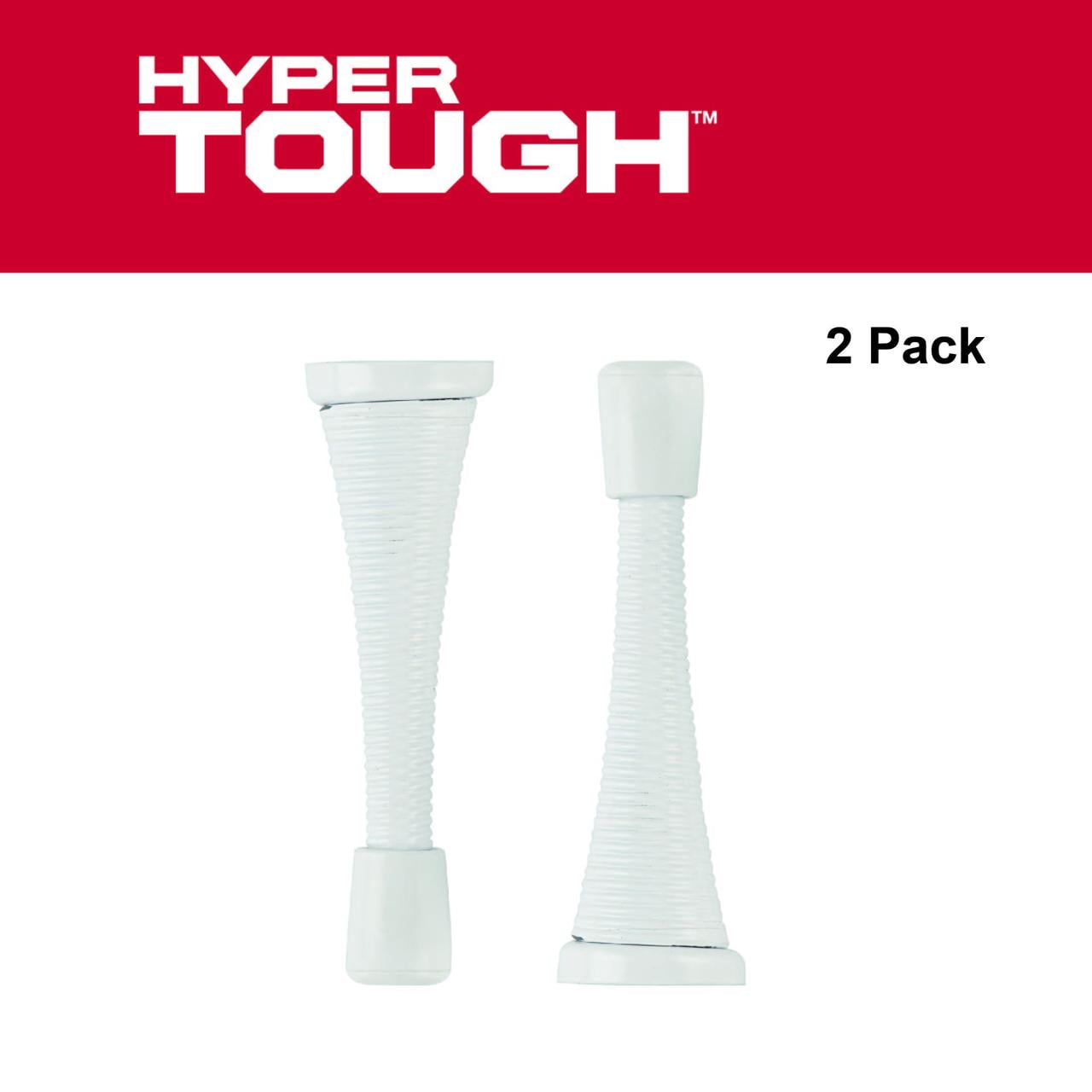 (2 pack) Hyper Tough New Steel Spring Doorstop, White Finish, 2 Pack,0.795 X 2.9 X 0.795 inch