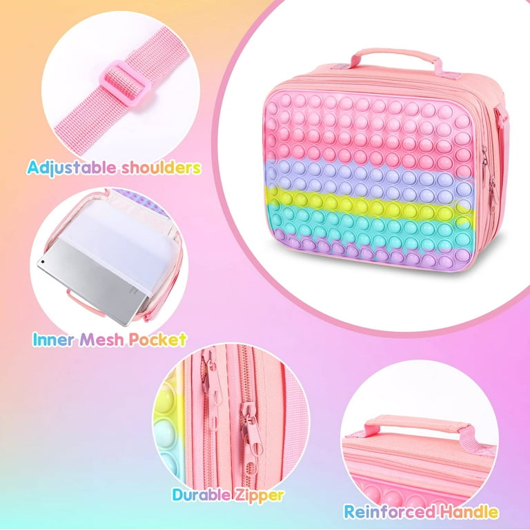 Pop Lunch Box for Girls Kids Insulated Lunch Bag, Rainbow Push Bubble Girls  Lunch Box for School Sup…See more Pop Lunch Box for Girls Kids Insulated