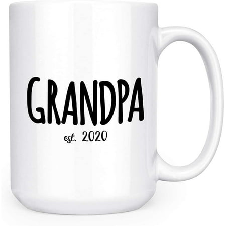 

Grandpa Est. 2020 Grandfather Gramps Grandad Abuelo Opa Nonno First Time New Grandparent 15oz Deluxe Double-Sided Coffee Tea Mug