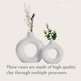 thumbnail image 5 of Whole Housewares Ceramic Vase - White Nordic Boho Donut Shape Decorative Vases - Circle Vase with Hole for Modern Home - Round Minimalist Matte Pampas Flower Vase Decor for Party, 5 of 6