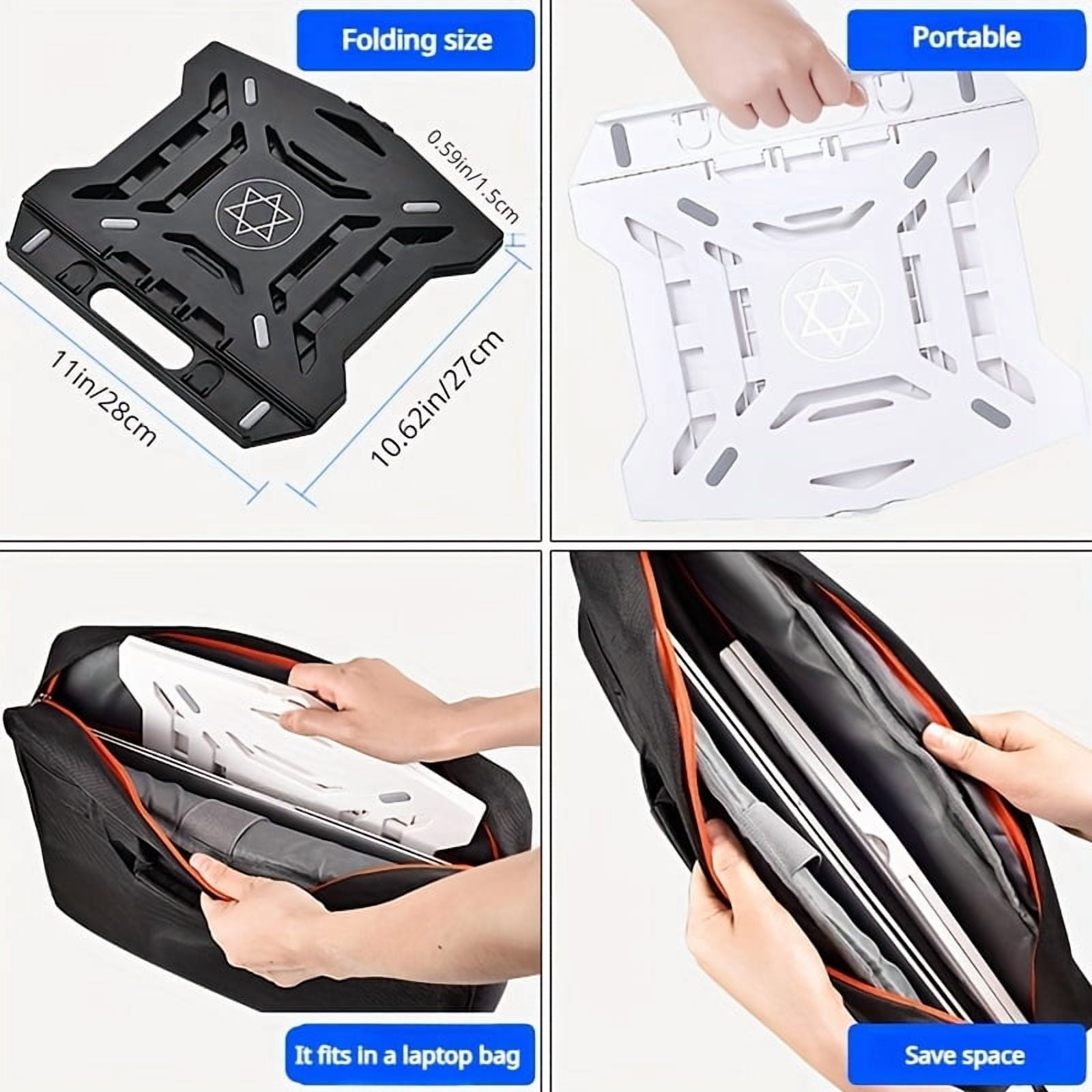 Portable Adjustable Laptop Stand - ABS Material, Height-Adjustable, Cooling Function, Rotatable Base for 13-15 Inch Laptops, Office Desk Accessory