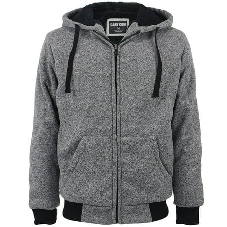Heavyweight 1.8 Lb Full-Zip Sherpa Lined Fleece Hoodies For Men Marled Jackets Xxl Light Grey