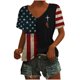thumbnail image 3 of Tops Cortos para las Mujeres Día de la Independencia Patriótica Impreso Cuello en V, Manga Corta Top Casual para Diario, Fiesta Y Todas las Estaciones, 3 of 5