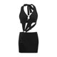 thumbnail image 3 of TRKIYQC Vestido de Mujer, Cuello Colgante Estampado de Tinte Azul Ahuecado Anillo Sin Mangas Envuelto Fiesta Adelgazante Midi TRKIYQC moderno, 3 of 8
