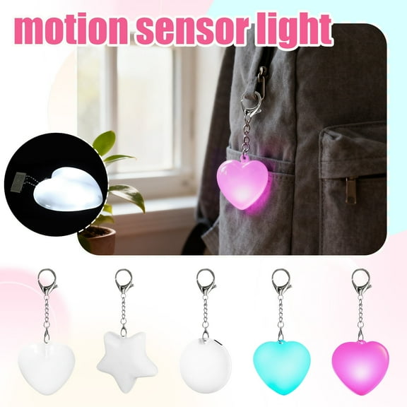 Drmagihm Motion Sensor Purse Light, Heart / Star / Round LED Bag Finder, Rechargeable Handbag Illuminator with Keychain Clip for Women