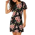 thumbnail image 2 of Lsque Rose Flowers Pattern Nightgowns for Women Sleep Shirts Short Sleeve Nightshirt Pullover Nightdress Soft Sleepwear Relaxed Fit Nightdress, 2 of 6