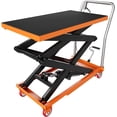 thumbnail image 1 of Hydraulic Lift Table Cart 330 lbs Capacity 50 In Double Scissor Lift Table with Locking Wheels and Non-Slip Platform for Material Handling Orange, 1 of 7