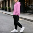 thumbnail image 6 of BXJX Boys Outfit Sets, School Long Sleeve 2 Piece Running Hoodies and Joggers Sets with Pockets Pink Size 9-10 T, 6 of 6