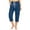 Blue, variant on Women's Cotton Capri Pants, Elastic Waist Multiple Pockets Summer Drawstring Hiking Cargo Capris Beige Size 2XL